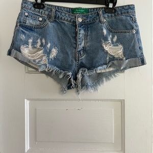 Signature Eight distressed denim shorts